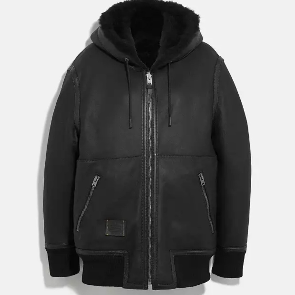 coach men’s reversible shearling hoodie size 50